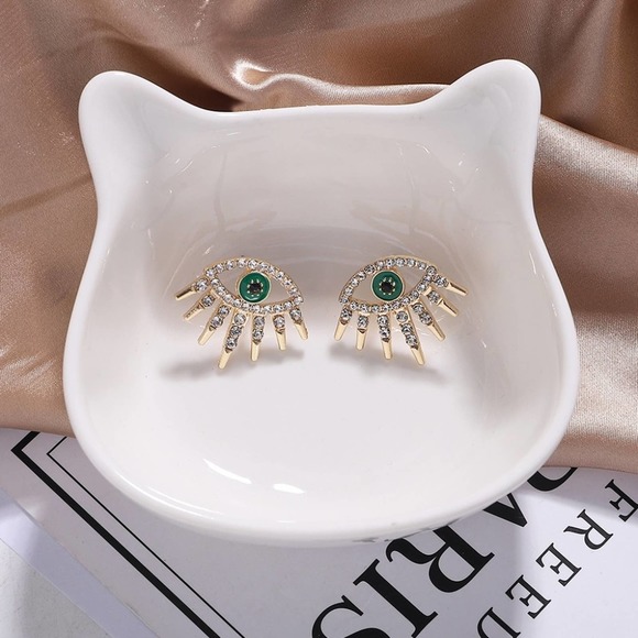 Boho Eye Earrings Green Lashes Festival Trendy - Picture 4 of 6